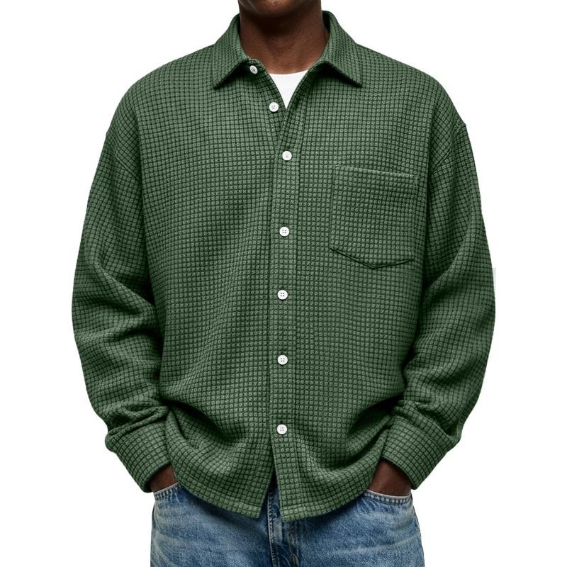 Mens Casual Waffle Knit Long Sleeve Button Down Shirt 4XL темно-зелений колір
Mens Casual Waffle Knit Long Sleeve Button Down Shirt 4XL темно-зелений колір