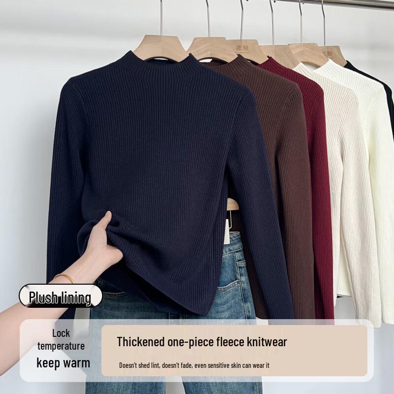 Bieyu Women s Fleece-Lined Mock Neck Knit Sweater One Size
Bieyu Women s Fleece-Lined Mock Neck Knit Sweater One Size