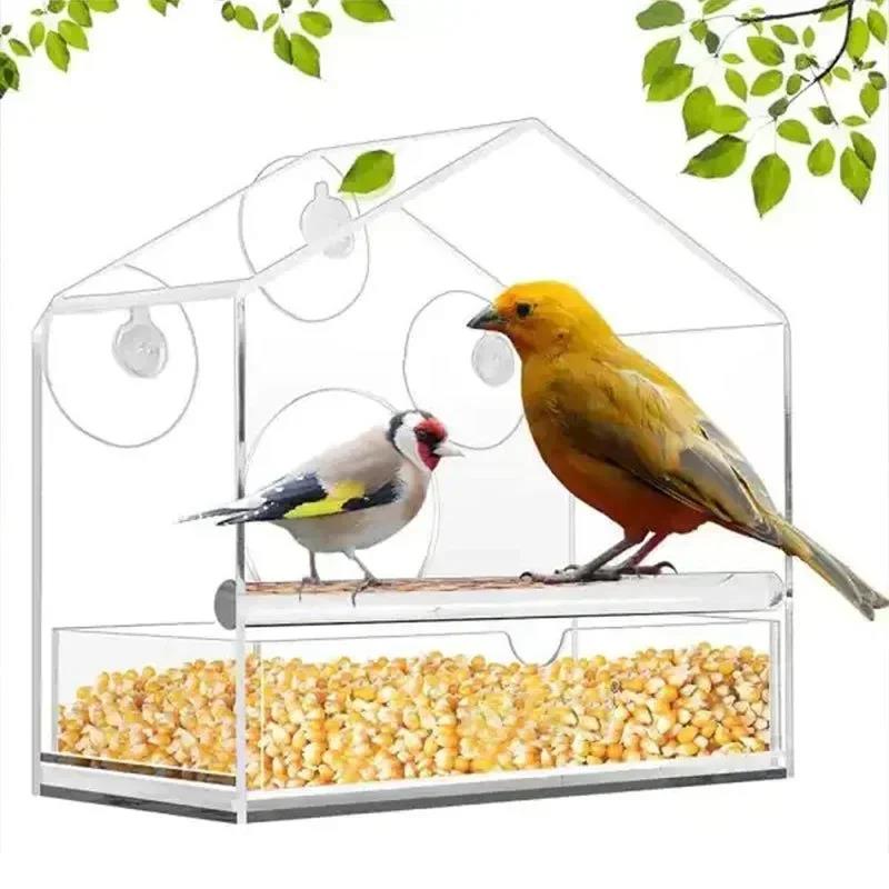 Bird Feeder Transparent Food Dispenser House Outdoor Window Birdfeeder Water for Finches Chickadees
Bird Feeder Transparent Food Dispenser House Outdoor Window Birdfeeder Water for Finches Chickadees