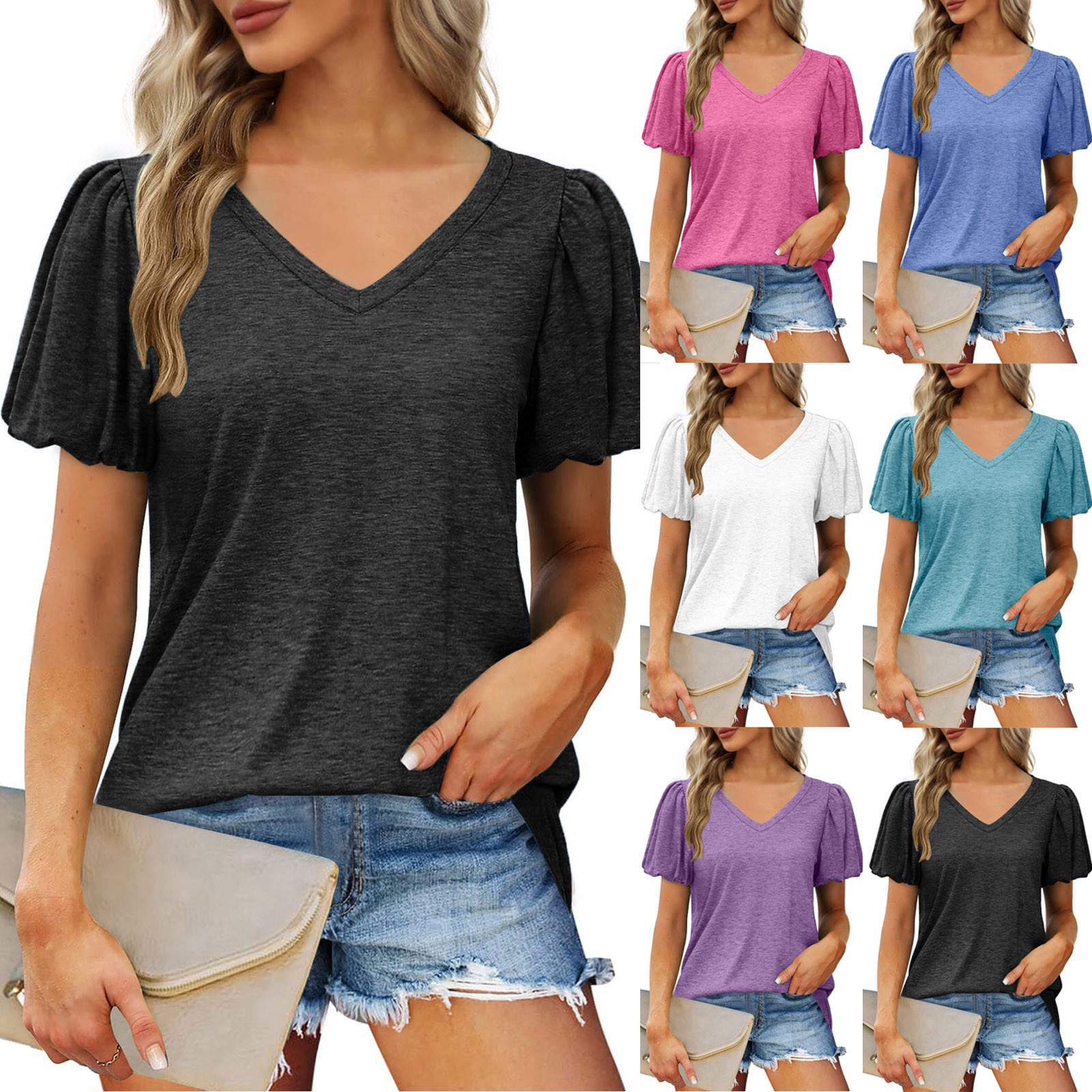 Модна жіноча літня однотонна повсякденна футболка з V-подібним вирізом і коротким рукавом M чорний
Модна жіноча літня однотонна повсякденна футболка з V-подібним вирізом і коротким рукавом M чорний