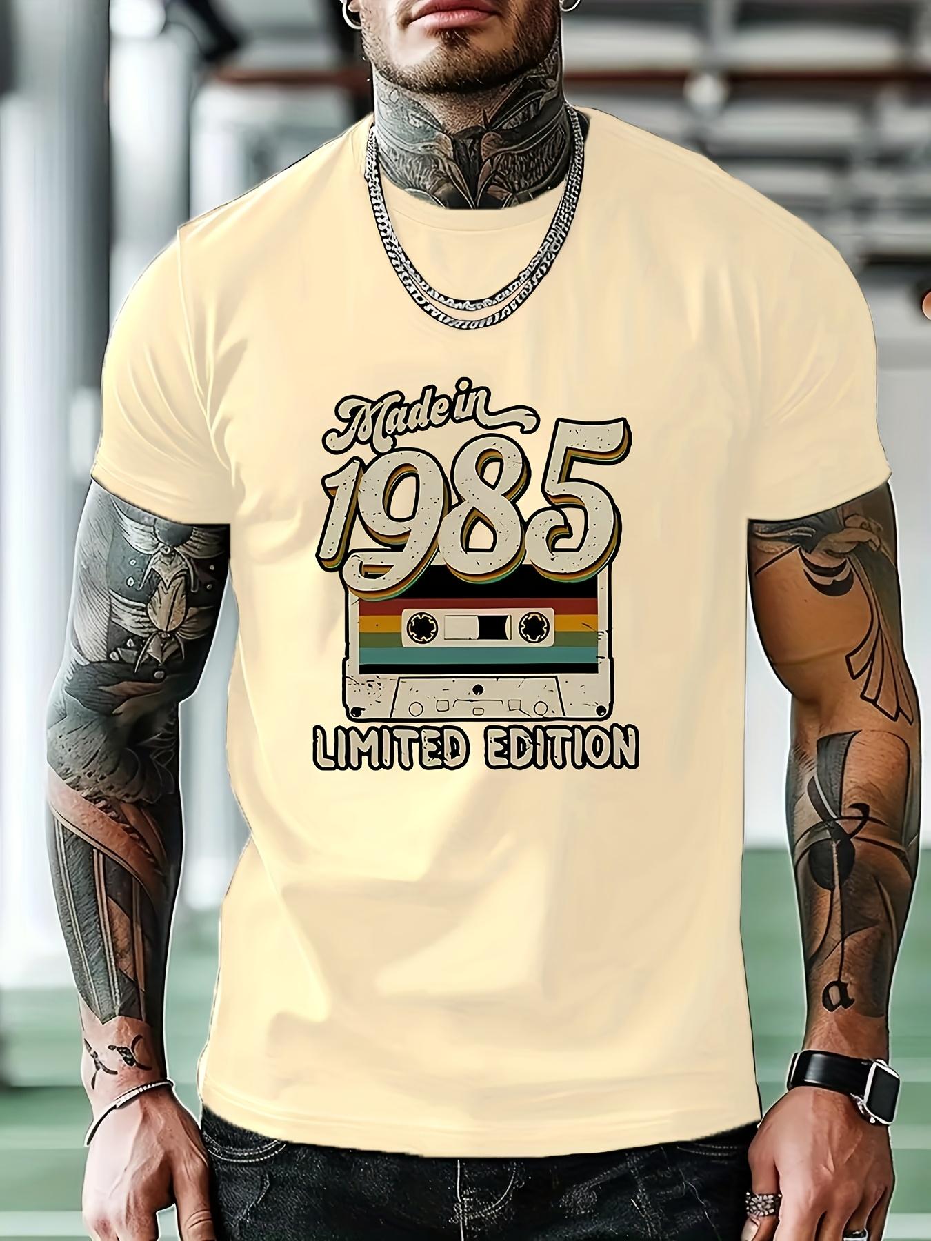 Casual Athletic T-shirt with Made in 1985 Cassette Tape Graphic - Short Sleeve M
Casual Athletic T-shirt with Made in 1985 Cassette Tape Graphic - Short Sleeve M