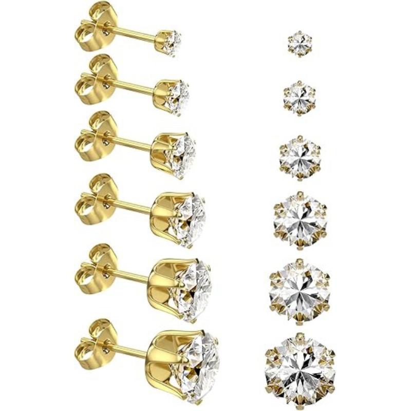 Kolip 6 Pairs / 12 Pairs Stainless Steel Stud Earrings Set, 14K Silver/Gold Plated 316L Hypoallergenic Cubic Zirconia CZ Earring for Women Men 3-8mm Gold 6 Pairs
Kolip 6 Pairs / 12 Pairs Stainless Steel Stud Earrings Set, 14K Silver/Gold Plated 316L Hypoallergenic Cubic Zirconia CZ Earring for Women Men 3-8mm Gold 6 Pairs