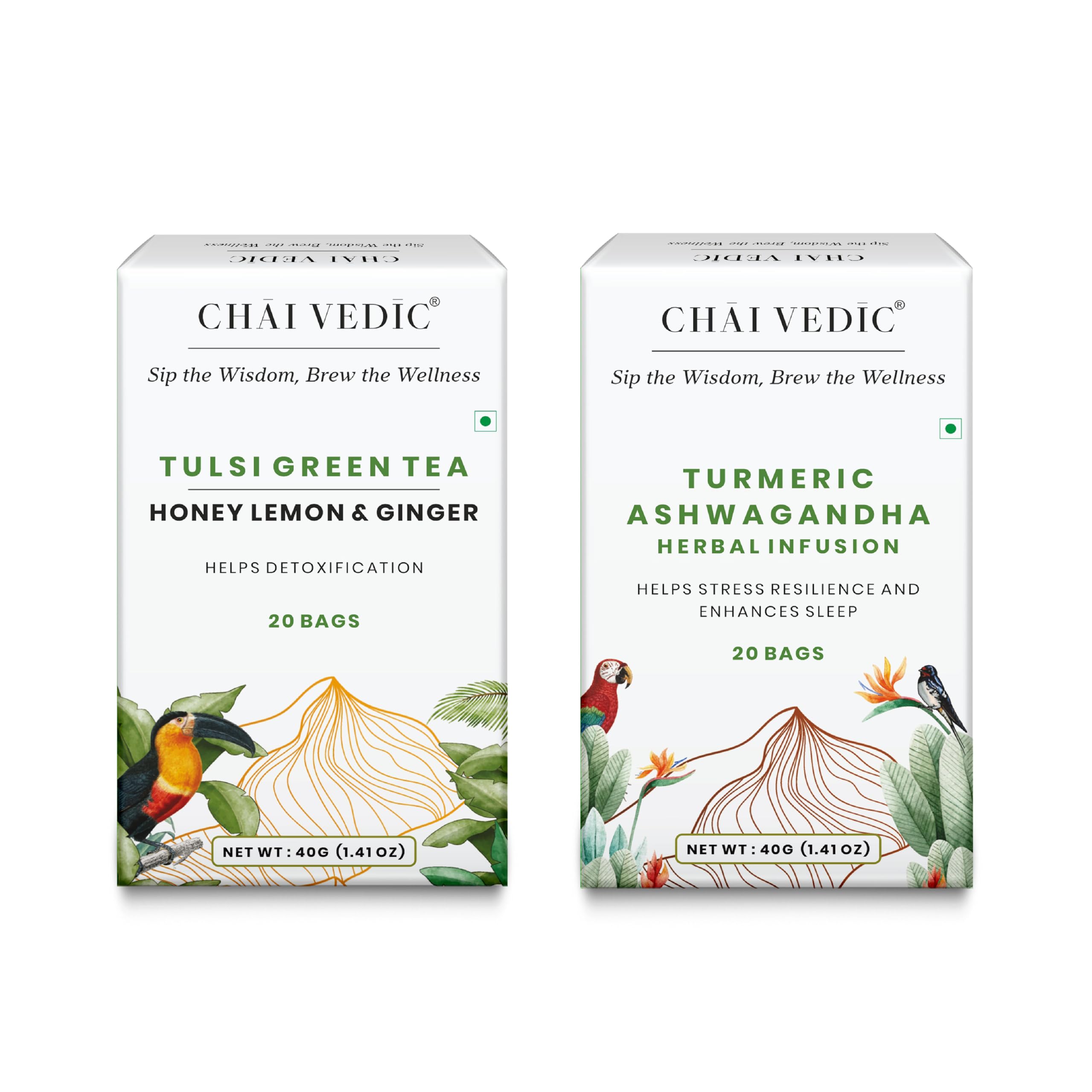 Samaara Chai Vedic Tea | Honey Lemon Ginger Tulsi Green Tea | Turmeric Ashwagandha Herbal Infusion | 20 Tea Bags | Pack of 2 Combo
Samaara Chai Vedic Tea | Honey Lemon Ginger Tulsi Green Tea | Turmeric Ashwagandha Herbal Infusion | 20 Tea Bags | Pack of 2 Combo