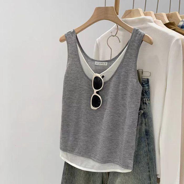 Korean Style Dopamine Faux Two-Piece Sleeveless Tank Top for Women - Sweet, High-End Summer Fashion 2XL (185-195 jin) сірий колір
Korean Style Dopamine Faux Two-Piece Sleeveless Tank Top for Women - Sweet, High-End Summer Fashion 2XL (185-195 jin) сірий колір