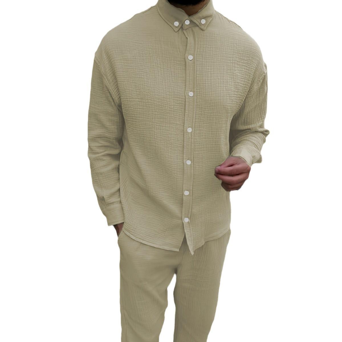 2026 Autumn Men s Wrinkled Bubble Casual Suit Long Sleeved Fashionable Workwear Long Pants Foreign Trade Two-piece Set S хаки
2026 Autumn Men s Wrinkled Bubble Casual Suit Long Sleeved Fashionable Workwear Long Pants Foreign Trade Two-piece Set S хаки