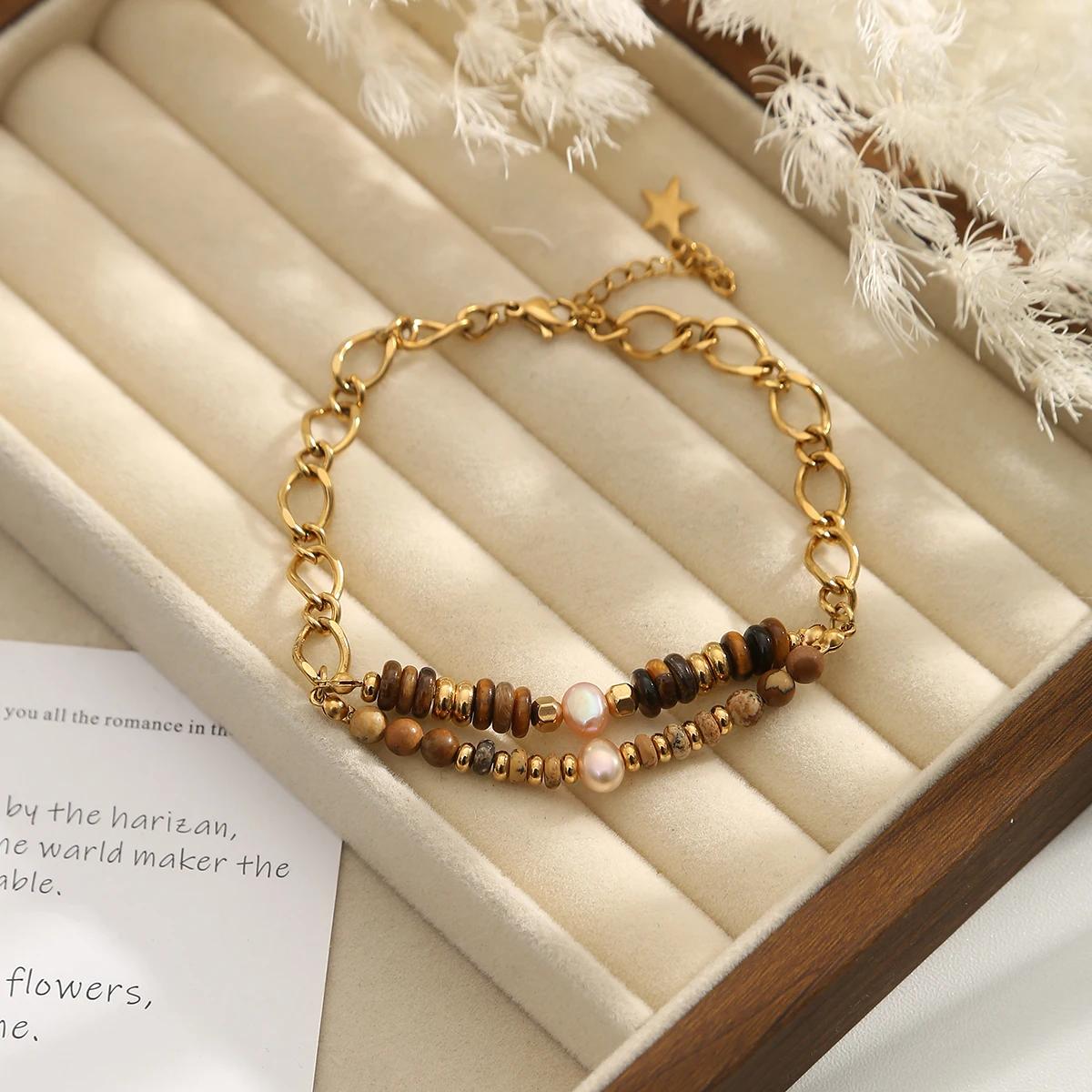 Fashion Bohemian Stone Bracelet Stainless Steel Necklace for Woman Gift
Fashion Bohemian Stone Bracelet Stainless Steel Necklace for Woman Gift