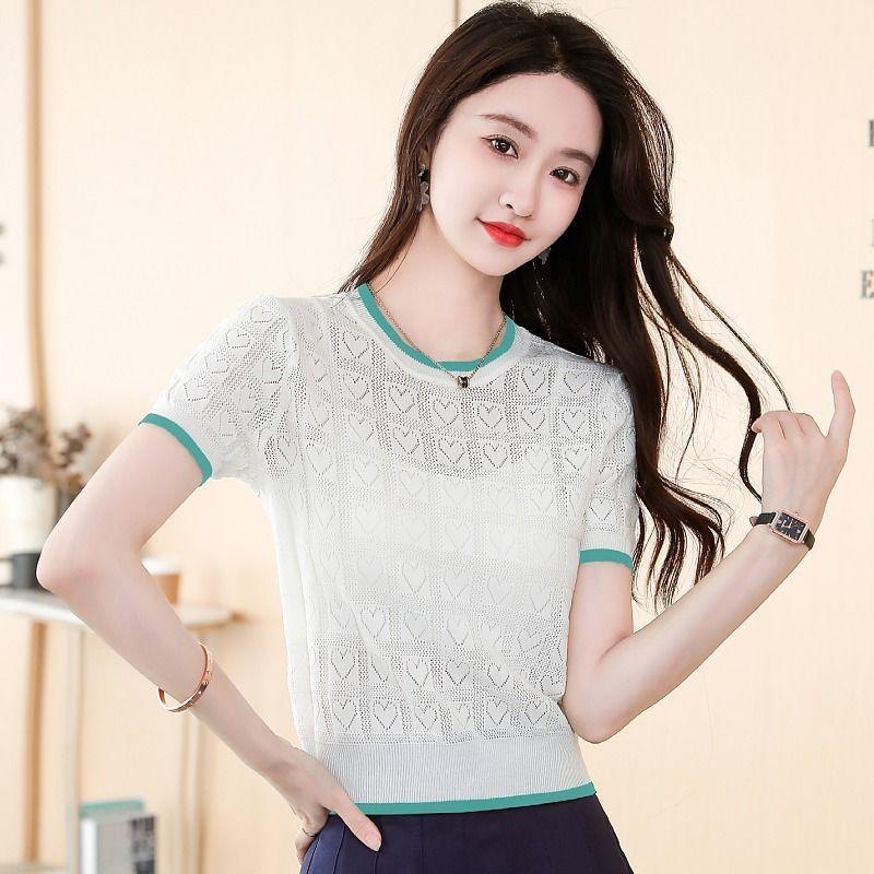 Womens Solid Color Crew Neck Hollow Out Knit Short Sleeve T Shirt S белый
Womens Solid Color Crew Neck Hollow Out Knit Short Sleeve T Shirt S белый
