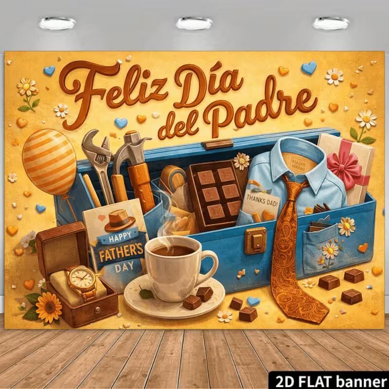 2D Spanish Father s Day Backdrop Tools, Coffee & Gifts Photography Background 47.2x31.5inch/120*80cm
2D Spanish Father s Day Backdrop Tools, Coffee & Gifts Photography Background 47.2x31.5inch/120*80cm