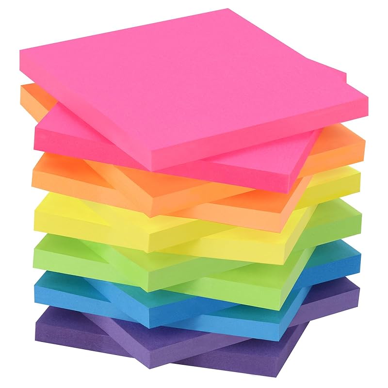ZCZN sticky note memo pad Strong adhesive square 6 colors neon multicolor 76x76mm 60 sheets x 12 pads
ZCZN sticky note memo pad Strong adhesive square 6 colors neon multicolor 76x76mm 60 sheets x 12 pads