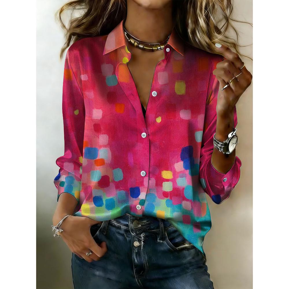 Pink abstract square patterned satin blouse - women s artistic long-sleeved button-up top - suitable for festive and casual wear 2XL рожевий
Pink abstract square patterned satin blouse - women s artistic long-sleeved button-up top - suitable for festive and casual wear 2XL рожевий