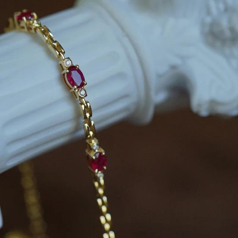 New light luxury inlaid ruby diamond bracelet for women chain charm fine section exquisite high-end engagement jewelry 17.5cm
New light luxury inlaid ruby diamond bracelet for women chain charm fine section exquisite high-end engagement jewelry 17.5cm