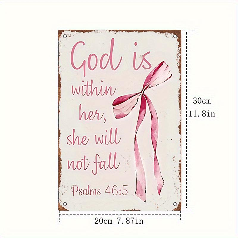 Vintage Metal SignPink Bow with Biblical Quote God Within Her She Shall Not Fall Home Decor for Living RoomBedroomOffice 20x30cm(7.8x11.8inch)
Vintage Metal SignPink Bow with Biblical Quote God Within Her She Shall Not Fall Home Decor for Living RoomBedroomOffice 20x30cm(7.8x11.8inch)