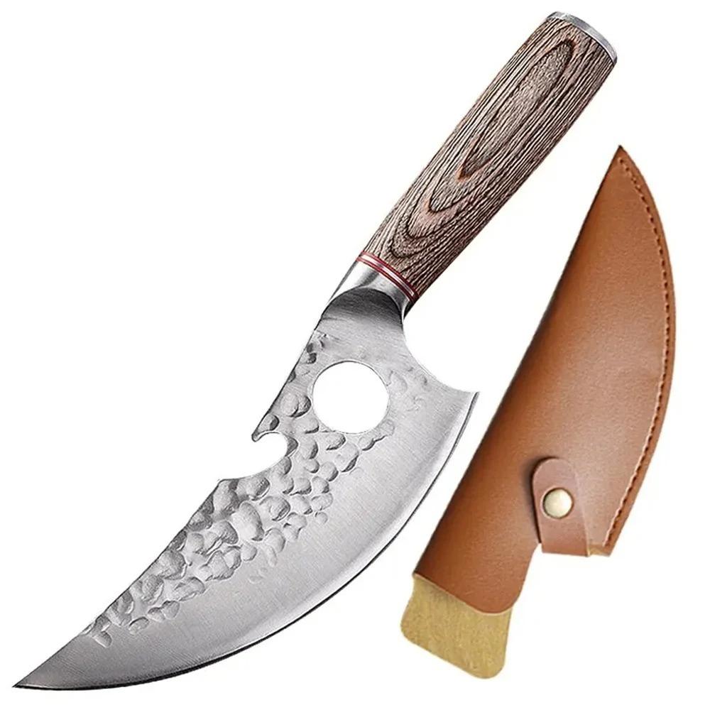 Stainless Steel Boning Knife, Japanese Hand Forged Full Tang Knife with Wooden Handle and Leather Sheath for Gift
Stainless Steel Boning Knife, Japanese Hand Forged Full Tang Knife with Wooden Handle and Leather Sheath for Gift
