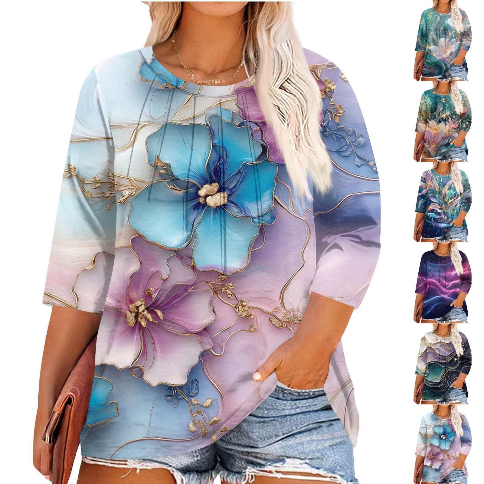 Women s Printed Round Neck Plus Size Tops 3/4 Sleeves Elegant Shirt Tops XL тёмно-синий
Women s Printed Round Neck Plus Size Tops 3/4 Sleeves Elegant Shirt Tops XL тёмно-синий
