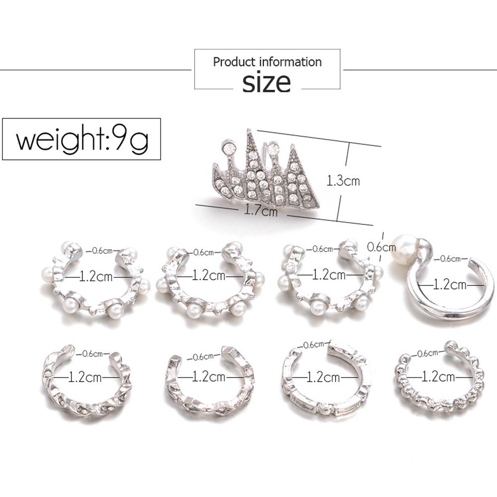 9 Pcs/set Women Fashion Crown Pearl Ear Clip No Ear Hole Earring Jewelry Silver #1
9 Pcs/set Women Fashion Crown Pearl Ear Clip No Ear Hole Earring Jewelry Silver #1