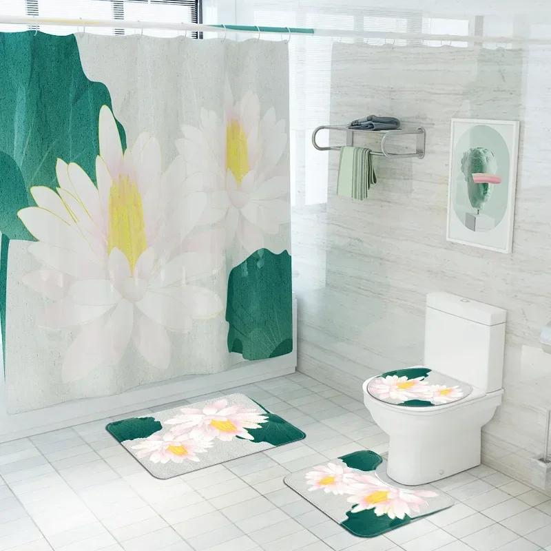 High Quality Small Fresh Shower Curtain Set White Flowers Printed Bathroom Curtains Anti Slip Rug Toilet Lid Cover Bath Mat W60H190(CM)-1 Pcs
High Quality Small Fresh Shower Curtain Set White Flowers Printed Bathroom Curtains Anti Slip Rug Toilet Lid Cover Bath Mat W60H190(CM)-1 Pcs