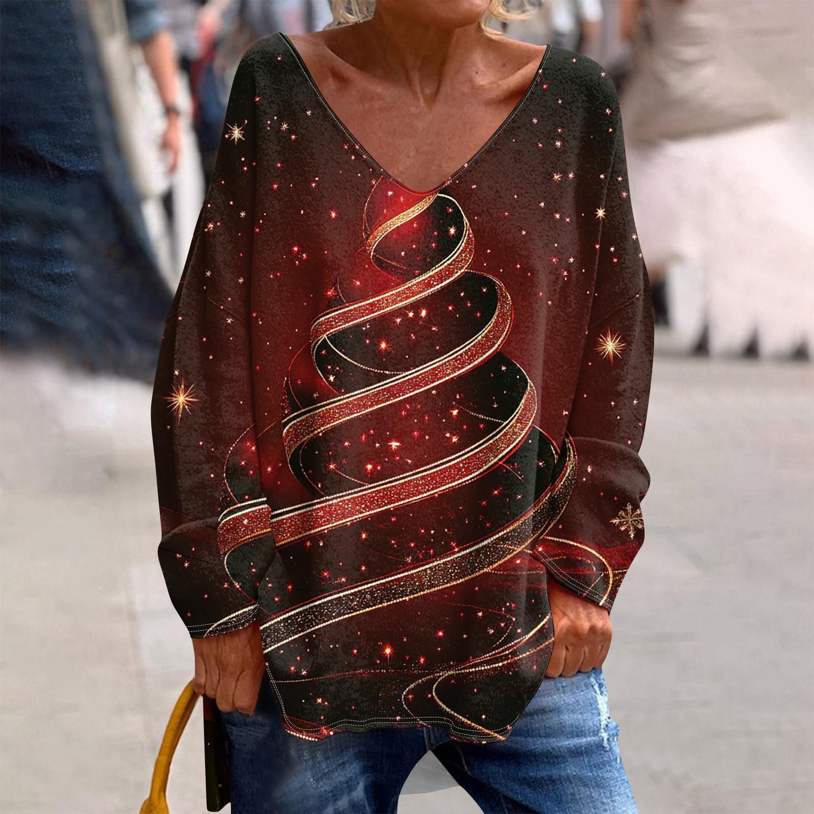 Женская модная повседневная футболка с длинными рукавами и рождественским принтом с V-образным вырезом XL винный
Женская модная повседневная футболка с длинными рукавами и рождественским принтом с V-образным вырезом XL винный