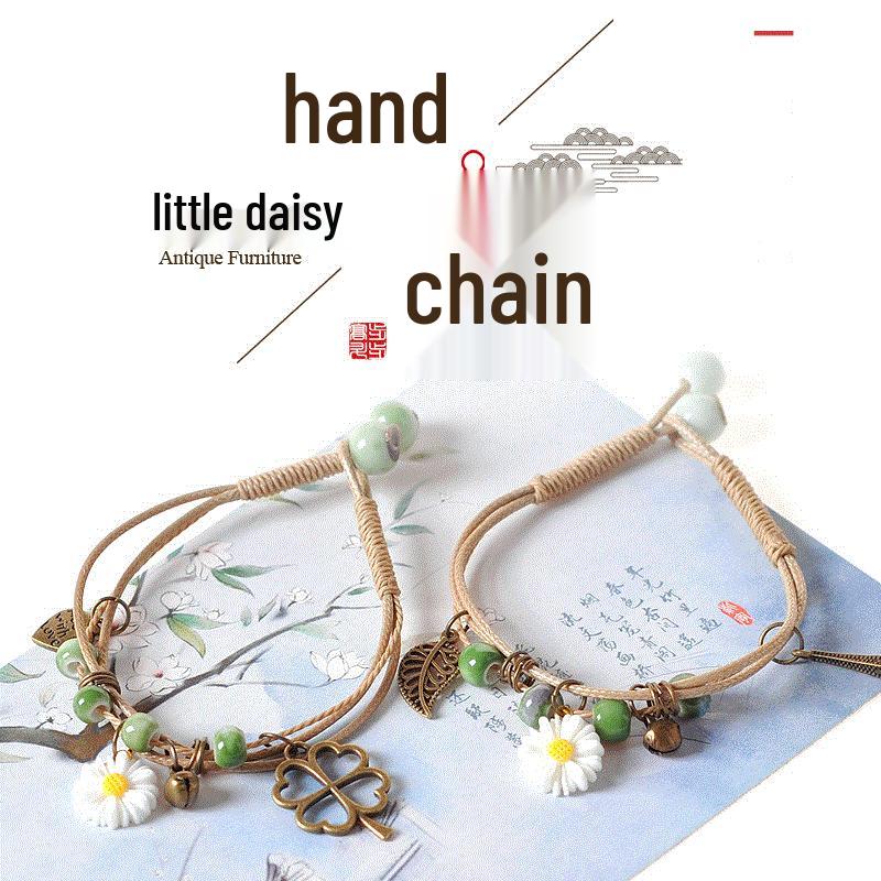 Ethnic Style Couple Daisy Bracelet with Ceramic Pendant and Porcelain Beads - DIY Jewelry for Women and Girls
Ethnic Style Couple Daisy Bracelet with Ceramic Pendant and Porcelain Beads - DIY Jewelry for Women and Girls