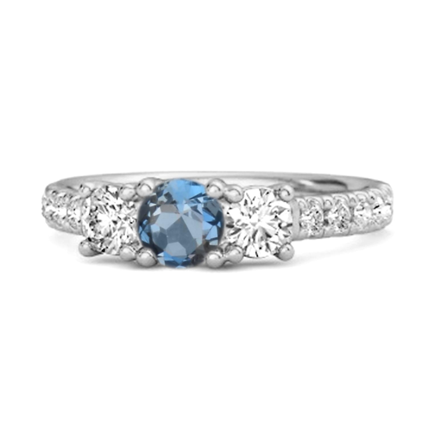 London Blue Topaz Triple Stone Pave Band Ring - 925 Sterling Silver 8
London Blue Topaz Triple Stone Pave Band Ring - 925 Sterling Silver 8