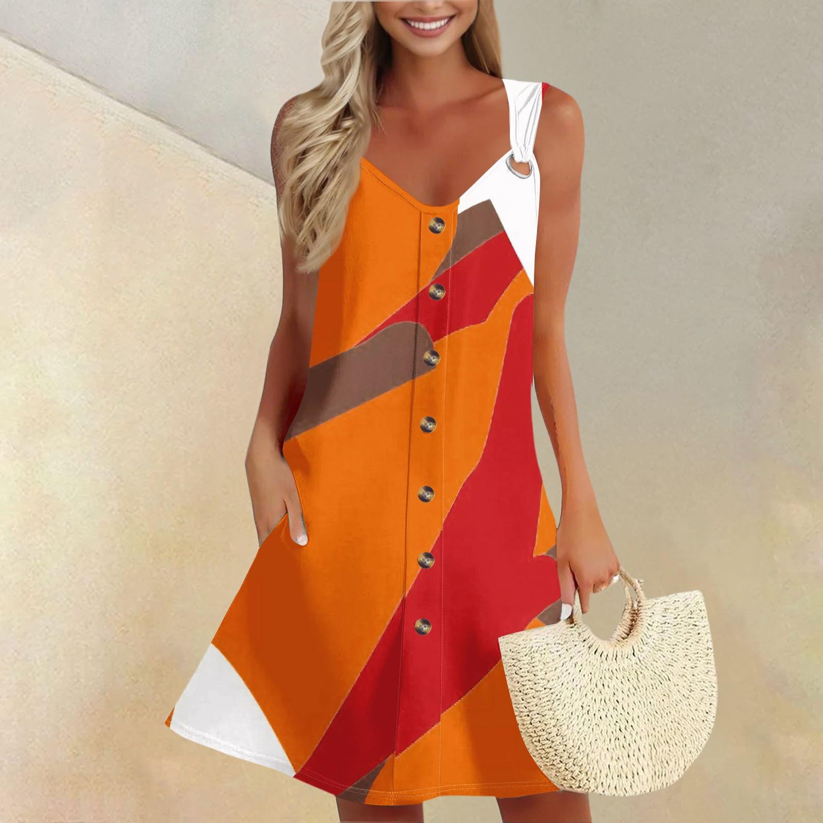 Women s Summer Dress With Pocket Sleeveless Color Block Patchwork Print Sundress XXXL шафрановий
Women s Summer Dress With Pocket Sleeveless Color Block Patchwork Print Sundress XXXL шафрановий