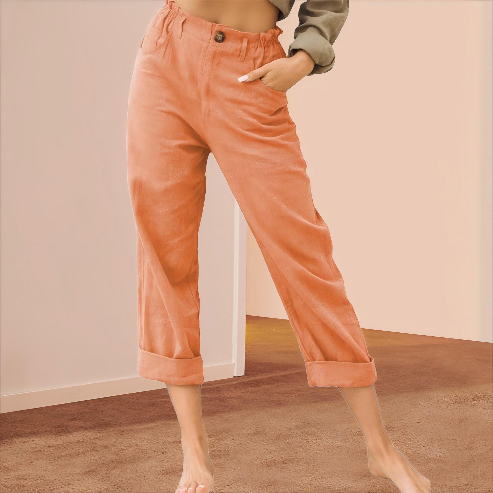 women s Elastic High Waist Cuffed Hem Straight Leg Cropped Pants Casual Cotton Linen Trousers 3XL помаранчевий
women s Elastic High Waist Cuffed Hem Straight Leg Cropped Pants Casual Cotton Linen Trousers 3XL помаранчевий