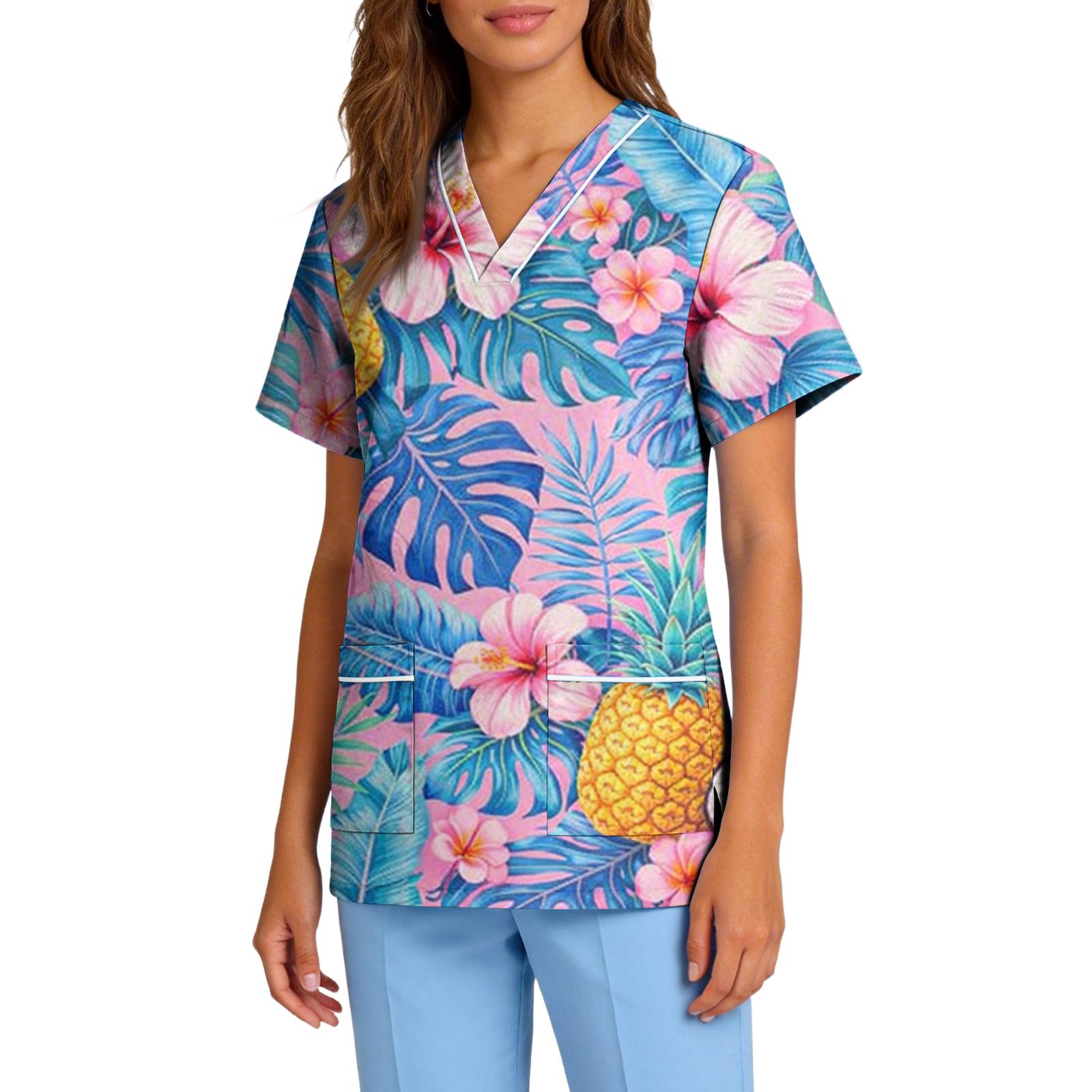 Unisex V Neck Short Sleeve Scrub Top with Tree and Floral Print Lightweight Fabric Two Front Pockets Relaxed Fit for M
Unisex V Neck Short Sleeve Scrub Top with Tree and Floral Print Lightweight Fabric Two Front Pockets Relaxed Fit for M