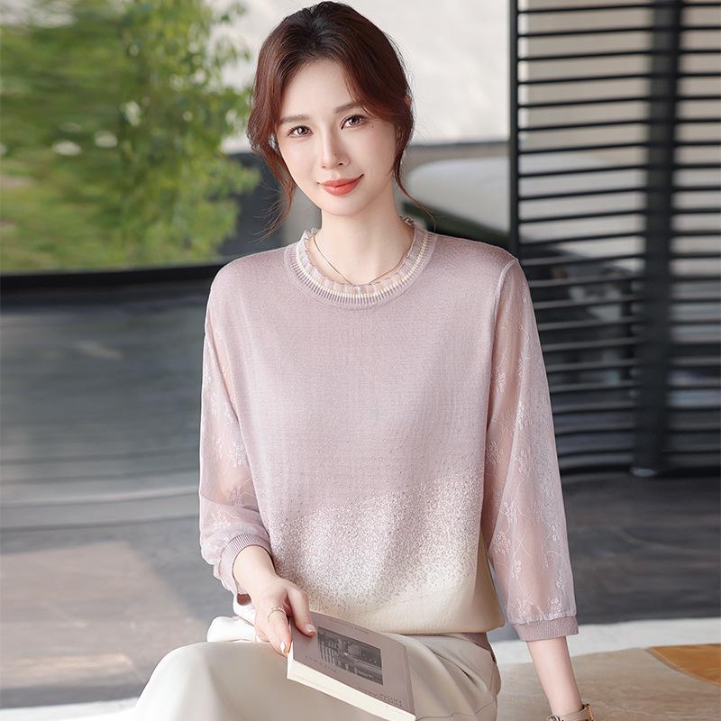 Elegant Ice Silk Lace-Collar Knit T-Shirt for Middle-Aged Women with Gauze Sleeves 5XL (Recommended for 75-82.5kg) светло-фиолетовый
Elegant Ice Silk Lace-Collar Knit T-Shirt for Middle-Aged Women with Gauze Sleeves 5XL (Recommended for 75-82.5kg) светло-фиолетовый