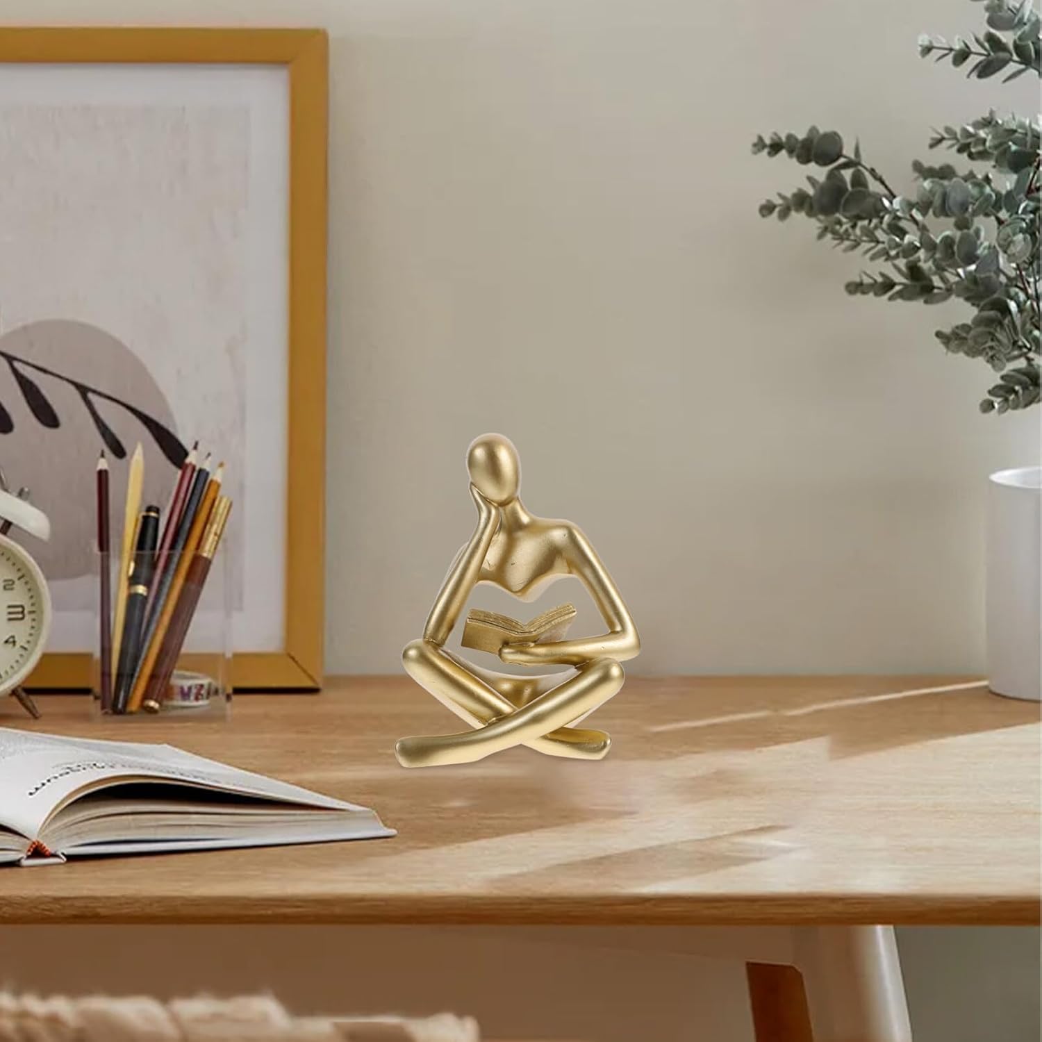 HOMSFOU Abstract Reading Man Statue - Golden Resin Thinker Sculpture for Home, Office, Library, and Room Decor, Minimalist Art Figurine Gift for Men,
HOMSFOU Abstract Reading Man Statue - Golden Resin Thinker Sculpture for Home, Office, Library, and Room Decor, Minimalist Art Figurine Gift for Men,