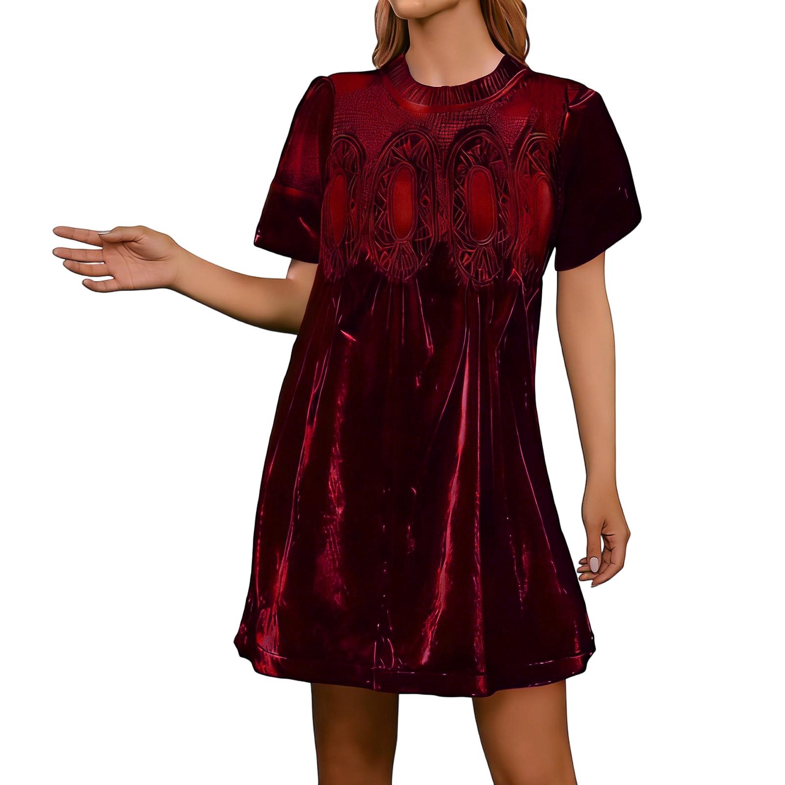 Women s Color Casual Fashion Short Sleeved Round Neck Dress S винний
Women s Color Casual Fashion Short Sleeved Round Neck Dress S винний