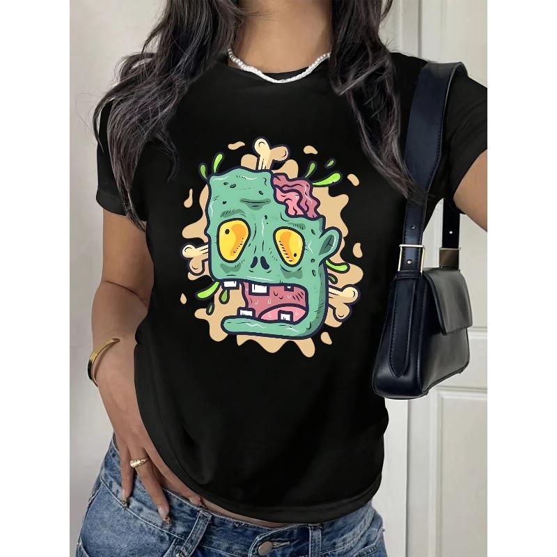 Women s Vintage Zombie Brain Print T-Shirt Cute Zombie Cartoon Soft Short Sleeve Round Neck Loose Fit Halloween Casual Top 4XL чорний
Women s Vintage Zombie Brain Print T-Shirt Cute Zombie Cartoon Soft Short Sleeve Round Neck Loose Fit Halloween Casual Top 4XL чорний