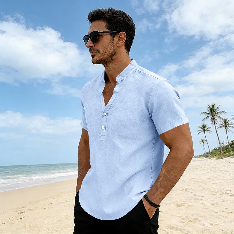 American new summer men s loose casual linen commuting breathable Henry V-neck short-sleeved T-shirt XXXL світло-синій колір
American new summer men s loose casual linen commuting breathable Henry V-neck short-sleeved T-shirt XXXL світло-синій колір