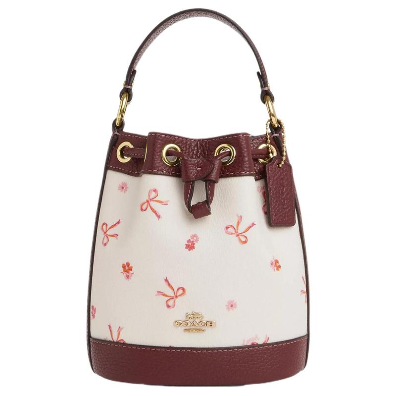 COACH Dempsey 15 letter logo drawstring closure bow print coated canvas and pebbled leather bucket bag handbag mini women s white and red білий
COACH Dempsey 15 letter logo drawstring closure bow print coated canvas and pebbled leather bucket bag handbag mini women s white and red білий