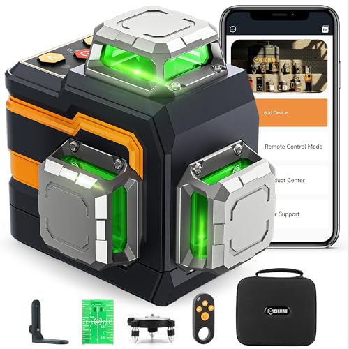 CIGMAN Laser Level, Remote Control via App, 3x360° Green Laser, Compact, Smartphone Control, Rechargeable Level, 12 Lines, Automatic Correction, High
CIGMAN Laser Level, Remote Control via App, 3x360° Green Laser, Compact, Smartphone Control, Rechargeable Level, 12 Lines, Automatic Correction, High