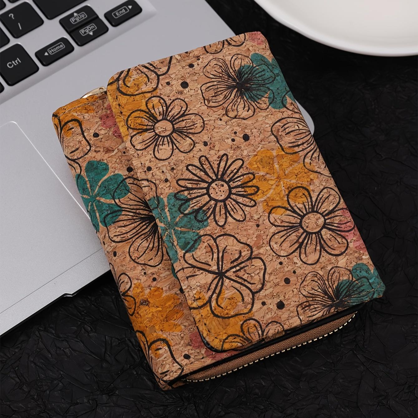 Короткий кошелек с цветочным узором в стиле ретро, клатч в этническом стиле, сумка для мобильного телефона, складной кошелек для монет с отделениями для карт