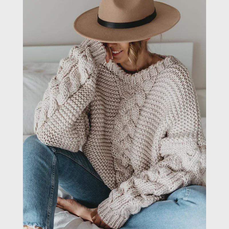 European & American Autumn/Winter V-Neck Cable Knit Pullover Loose Sweater in Solid Colors M
European & American Autumn/Winter V-Neck Cable Knit Pullover Loose Sweater in Solid Colors M