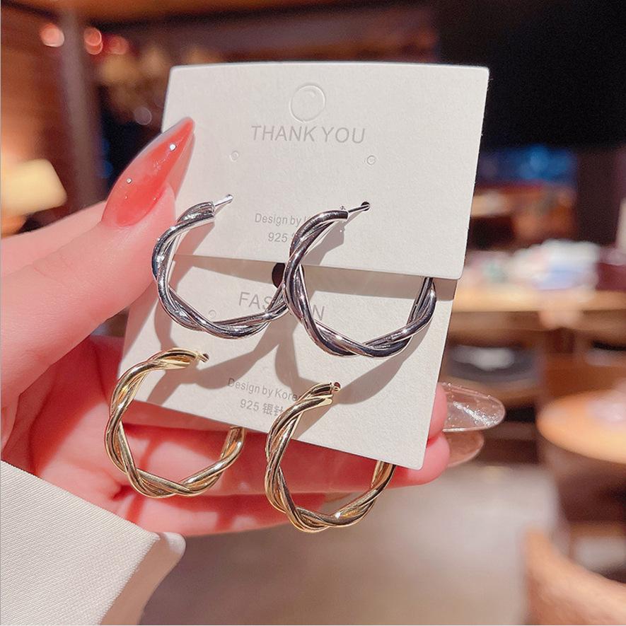 S925 Silver Needle Twist Design Hoops - European & American Street Style Earrings for Women
S925 Silver Needle Twist Design Hoops - European & American Street Style Earrings for Women