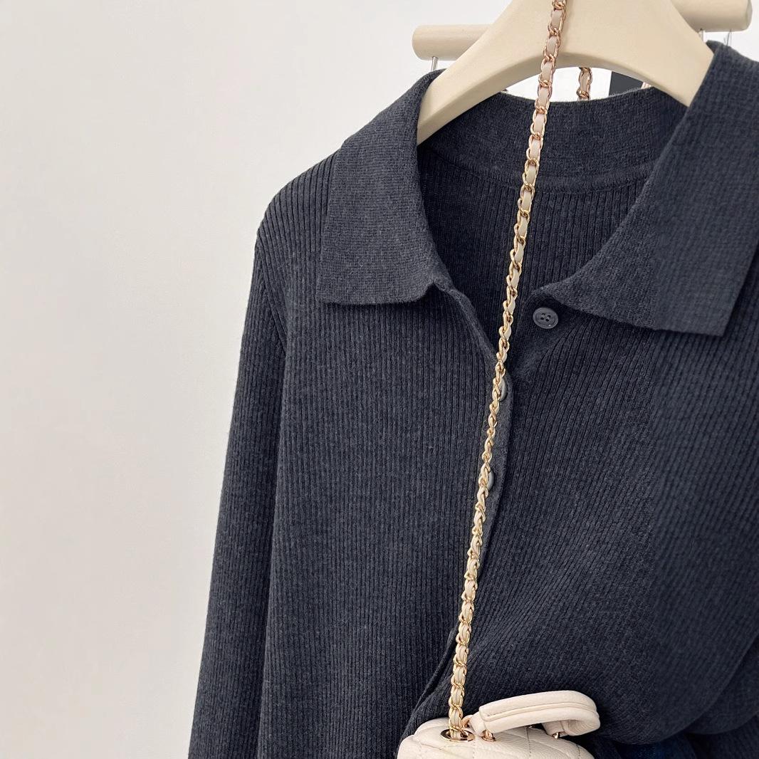 Женский вязаный кардиган с воротником поло - Длинный рукав, однотонный, свитер с лацканами - Весенне-осенний стиль M серый
Женский вязаный кардиган с воротником поло - Длинный рукав, однотонный, свитер с лацканами - Весенне-осенний стиль M серый