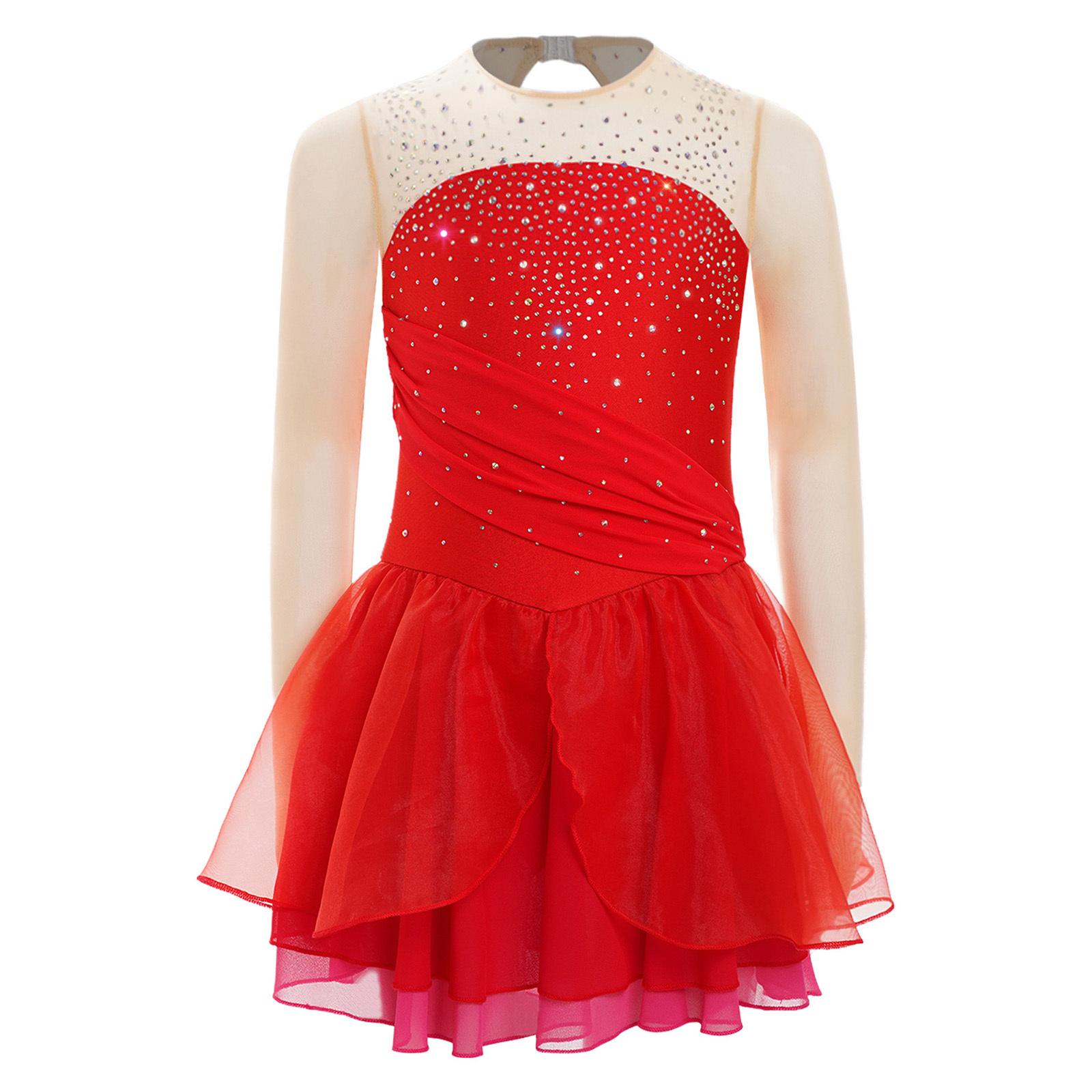Girls Glittery Rhinestones Figure Skating Dress Long Sleeve Sheer Mesh Cutout Back Lyrical Performance Costume 13-14 Years червоний
Girls Glittery Rhinestones Figure Skating Dress Long Sleeve Sheer Mesh Cutout Back Lyrical Performance Costume 13-14 Years червоний