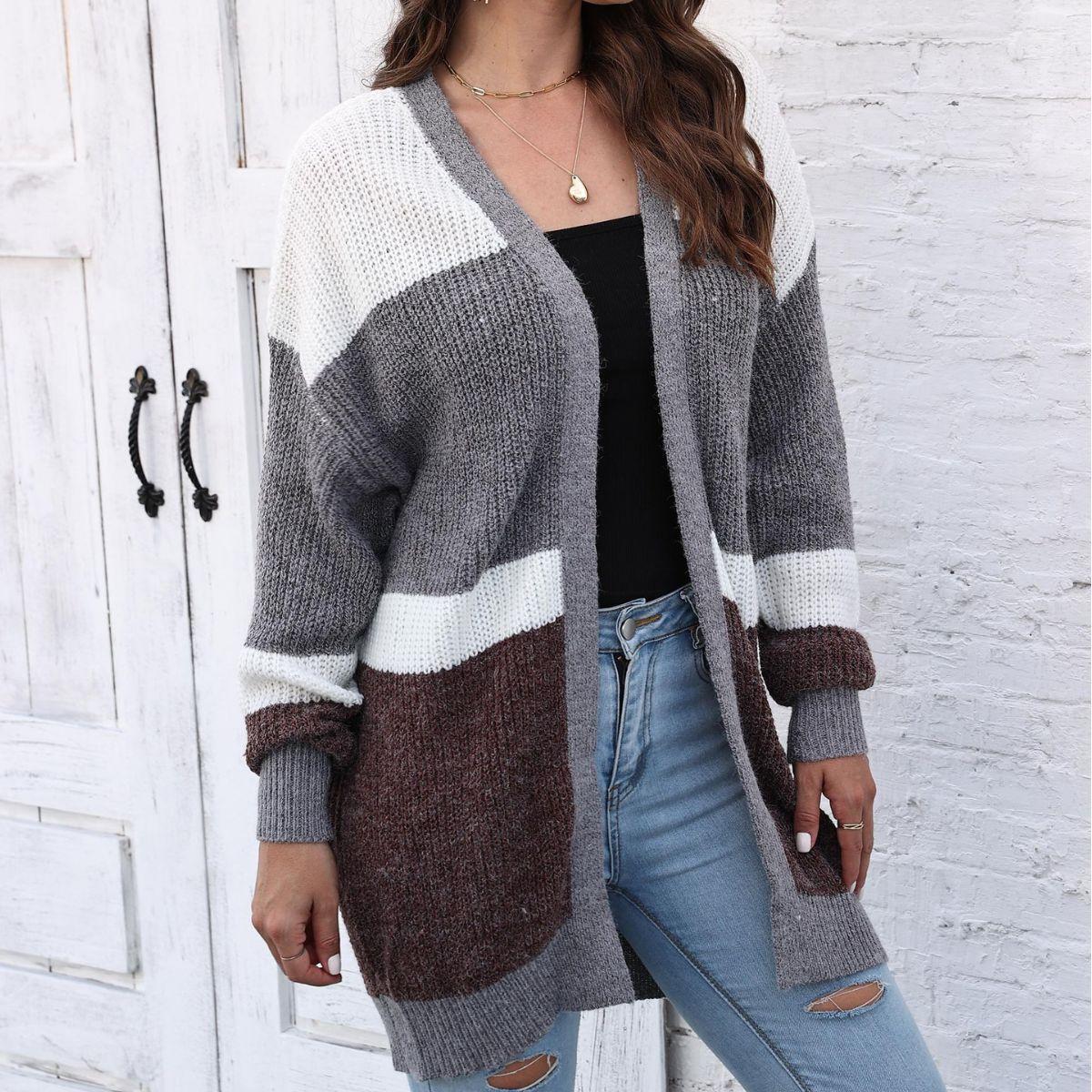 Женская свободная вязаная куртка-свитер на осень и зиму с контрастными цветами one size серый
Женская свободная вязаная куртка-свитер на осень и зиму с контрастными цветами one size серый