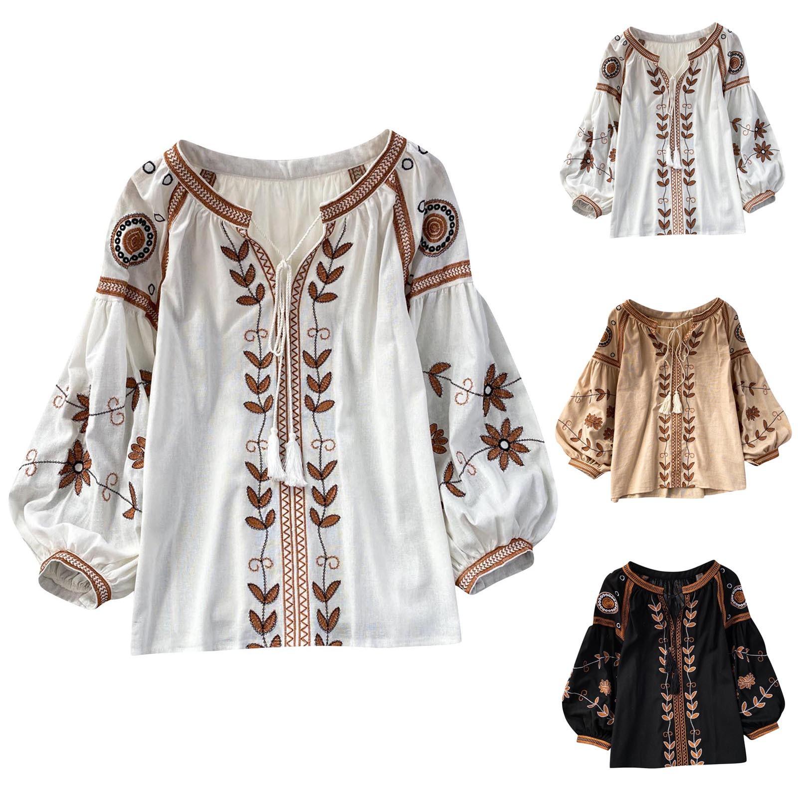 Жіноча бавовняно-лляна сорочка-пуловер з круглим вирізом та рукавом три чверті вільного крою з вишивкою, повсякденний топ One Size чорний
Жіноча бавовняно-лляна сорочка-пуловер з круглим вирізом та рукавом три чверті вільного крою з вишивкою, повсякденний топ One Size чорний