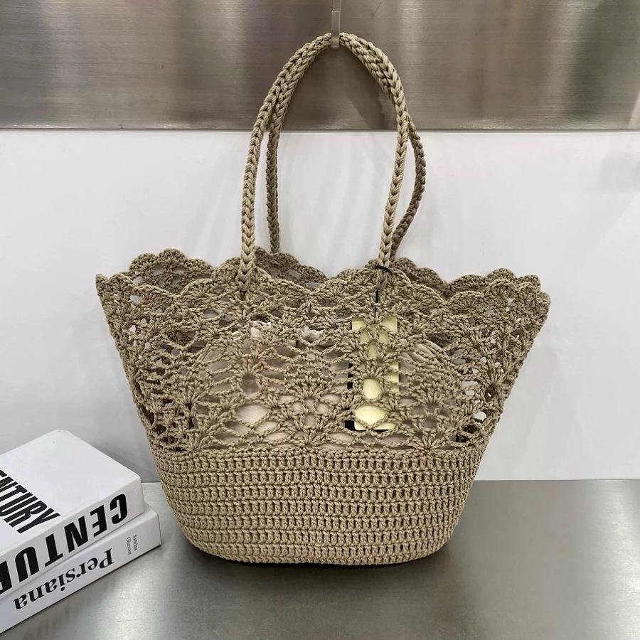 Wax Rope Handmade Single Shoulder Crocheted Bag Women s Knitted Handbag Cotton Beach trumpet сірий
Wax Rope Handmade Single Shoulder Crocheted Bag Women s Knitted Handbag Cotton Beach trumpet сірий