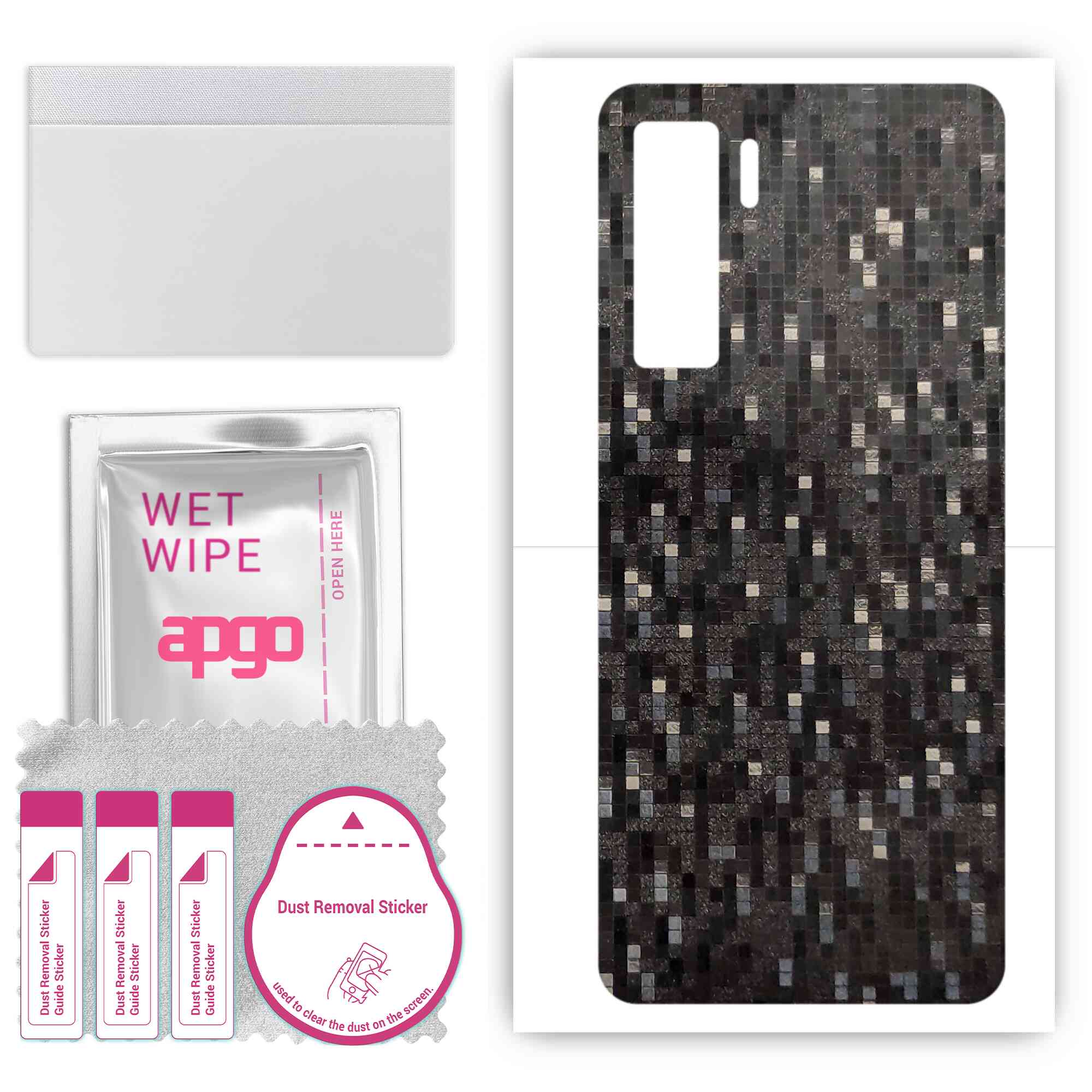 apgo Protective Skin Sticker for the back compatible with Huawei nova 7 SE, Wrap Film, Foil, Vinyl - Pattern Carbon Black Pixel
apgo Protective Skin Sticker for the back compatible with Huawei nova 7 SE, Wrap Film, Foil, Vinyl - Pattern Carbon Black Pixel