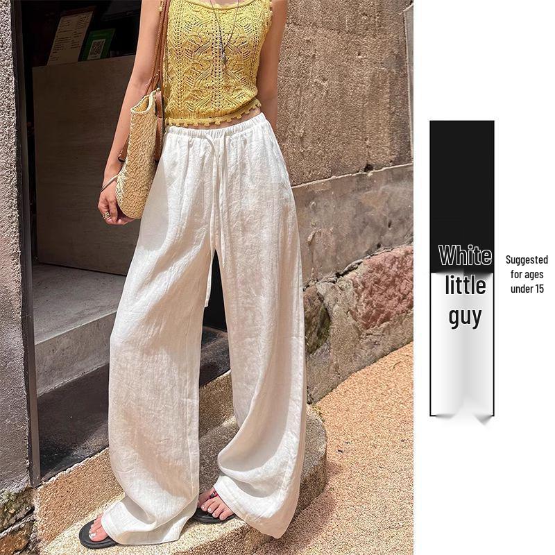 Women s Summer White Wide-Leg Pants - High-Waisted, Casual, Loose-Fitting, Slimming, Ice Silk, Imitation Cotton Linen Fabric S 80-95 lbs
Women s Summer White Wide-Leg Pants - High-Waisted, Casual, Loose-Fitting, Slimming, Ice Silk, Imitation Cotton Linen Fabric S 80-95 lbs