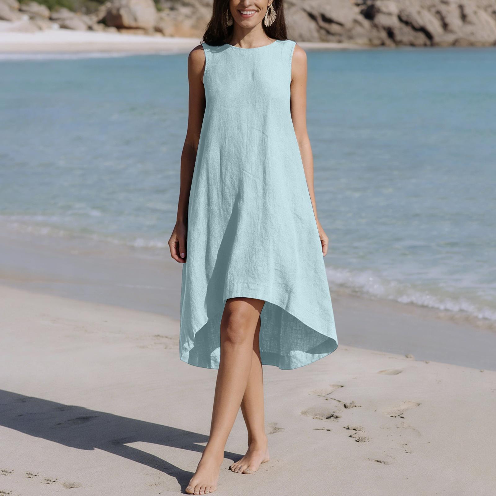 Women s Fashionable Summer Color Round Neck Sleeveless Beach Vacation Loose Dress XL
Women s Fashionable Summer Color Round Neck Sleeveless Beach Vacation Loose Dress XL