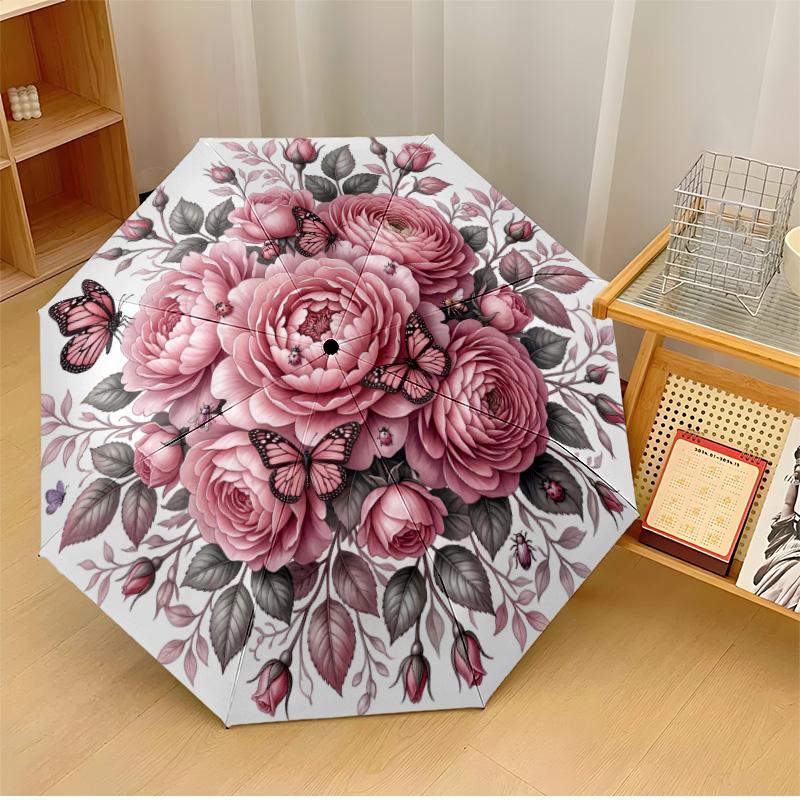 Pink Flower Heart Frame Theme Automatic Umbrella Compact 8-Rib Design Sturdy Construction Durable Umbrella Stylish Accessory
Pink Flower Heart Frame Theme Automatic Umbrella Compact 8-Rib Design Sturdy Construction Durable Umbrella Stylish Accessory