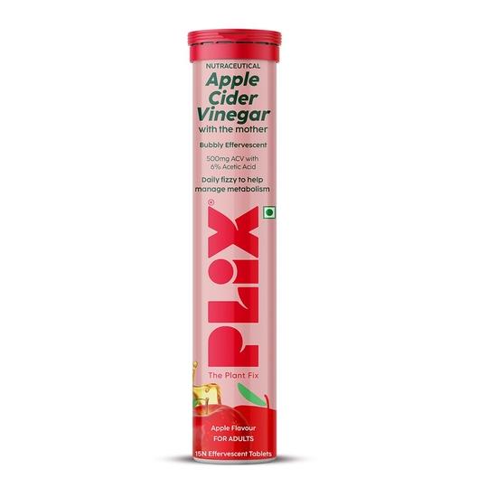 PLIX - THE PLANT FIX Apple Cider Vinegar Effervescent Tablet With Mother I With Vitamin B6 & B12|Pack Of 1 (Apple),15 Capsules
PLIX - THE PLANT FIX Apple Cider Vinegar Effervescent Tablet With Mother I With Vitamin B6 & B12|Pack Of 1 (Apple),15 Capsules