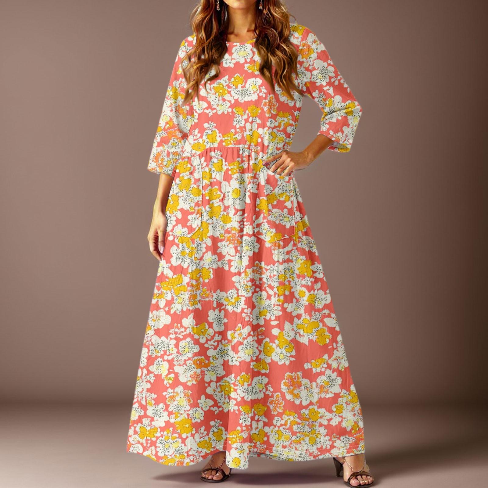 Жіноча повсякденна модна сукня максі з квітковим принтом, рукавом три чверті та кишенями L шафрановий
Жіноча повсякденна модна сукня максі з квітковим принтом, рукавом три чверті та кишенями L шафрановий