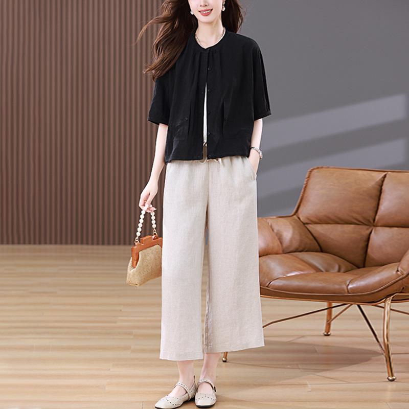 Women s Summer 2025 Casual Ramie Two-Piece Set: Fashionable Coordinated Outfit with Wide-Leg Pants L
Women s Summer 2025 Casual Ramie Two-Piece Set: Fashionable Coordinated Outfit with Wide-Leg Pants L