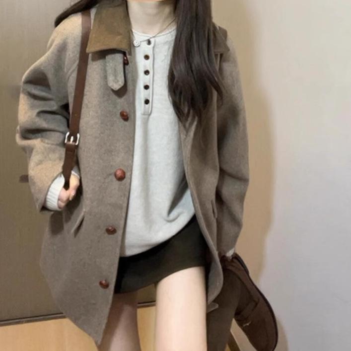 Women s Retro Korean Style Short Wool Coat with Turn-Down Collar, Small Size, High-End Design Large
Women s Retro Korean Style Short Wool Coat with Turn-Down Collar, Small Size, High-End Design Large