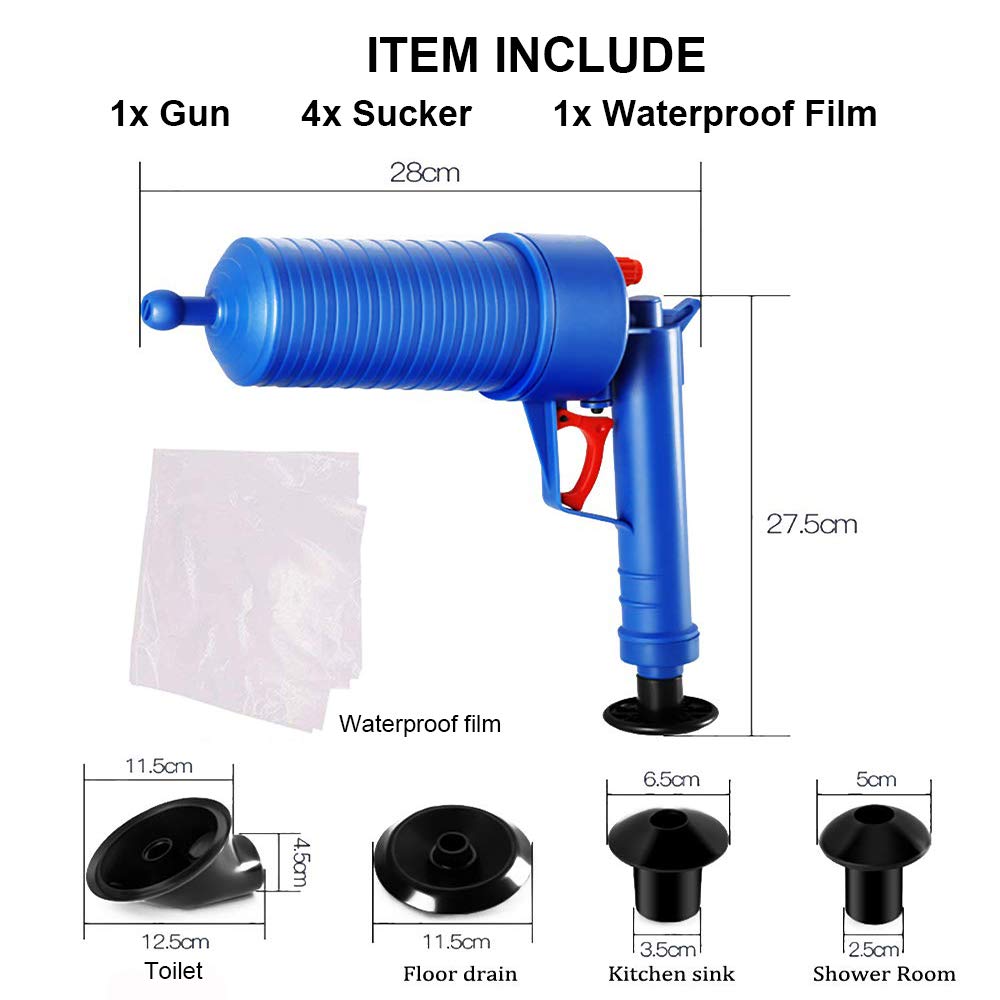Powerful Drain Blaster Gun & Plunger Set - Rapid Unclog Tool for Sink, Bathtub, Toilet, and Shower Pipes
Powerful Drain Blaster Gun & Plunger Set - Rapid Unclog Tool for Sink, Bathtub, Toilet, and Shower Pipes